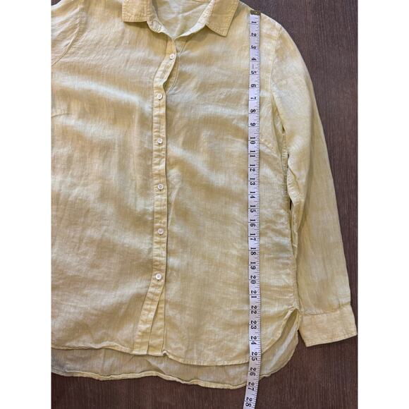 J. McLaughlin Yellow 100% Linen Button Down Shirt Blouse Top Women size S - Picture 7 of 8